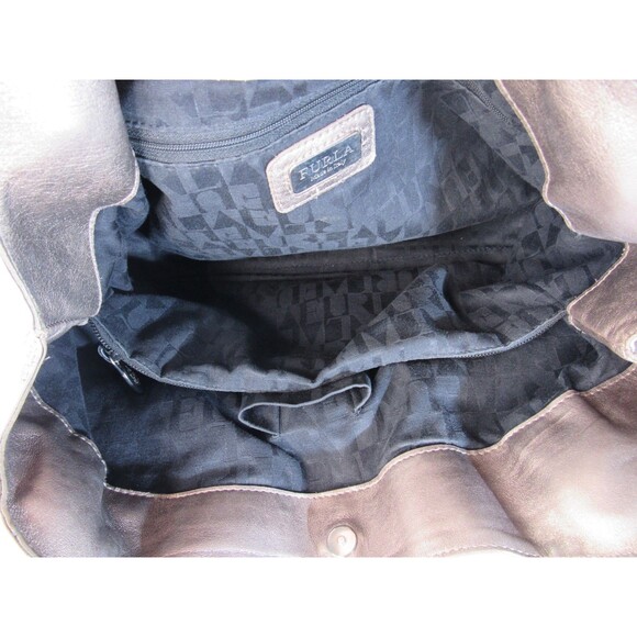 Auth Furla Metallic Bronze Gold Leather Satchel Tote Crossbody Handbag - Picture 15 of 16